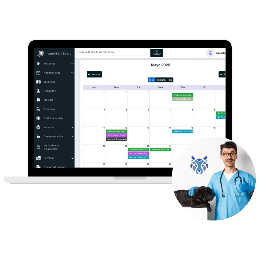 Módulo de calendario de citas para veterinarios.
